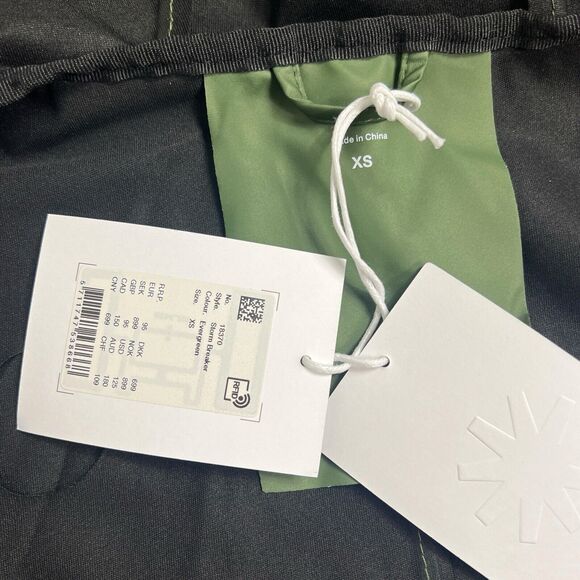 RAINS Jacket Storm Breaker Adult XS Green 18370 Zip Up Hood Waterproof Evergreen - Picture 4 of 11